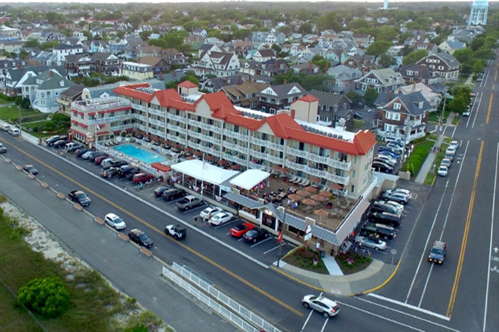 Ariel View of Montreal Beach Resort. 1025 Beach Ave, Cape May NJ